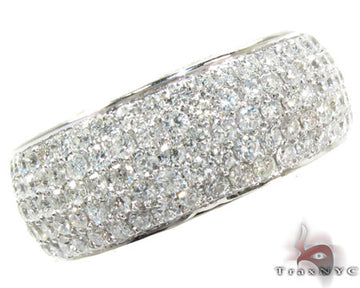 14K white gold men's ring fully encrusted with multiple small diamonds, domed design.