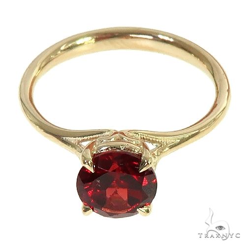 14K Gold Garnet Solitaire Engagement Ring 66422 - Image 3