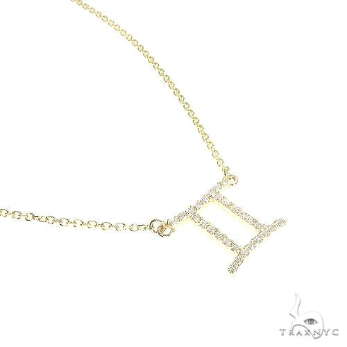 14K Gold Gemini Diamond Necklace 66713 | TraxNYC