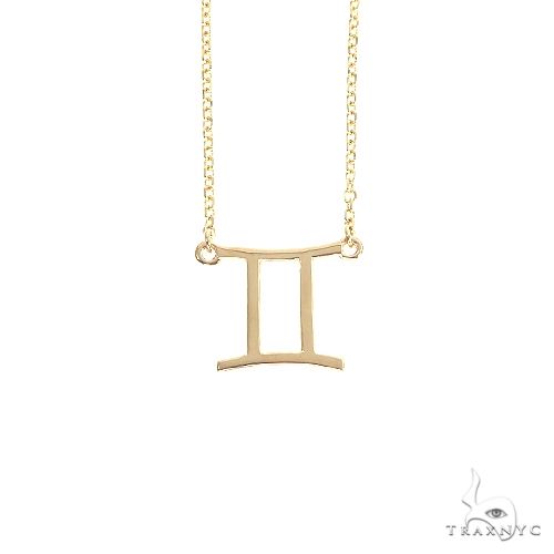 14K Gold Gemini Diamond Necklace 66713 | TraxNYC