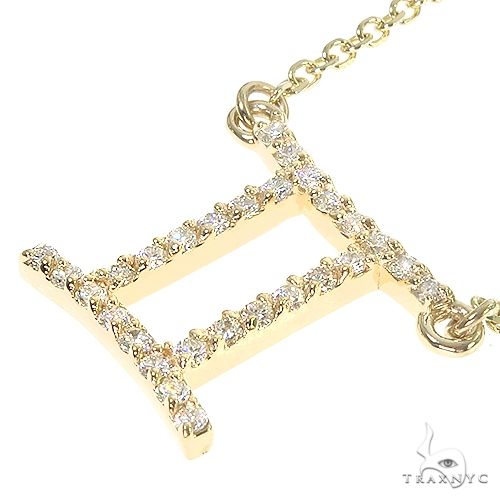 14K Gold Gemini Diamond Necklace 66713 | TraxNYC