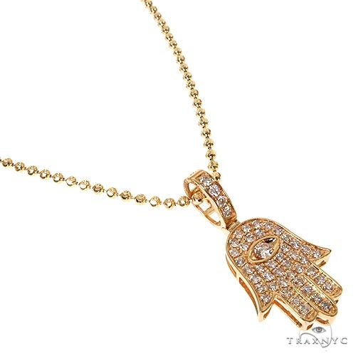 14K Gold Hamsa Diamond Pendant Set 66610 - Image 2