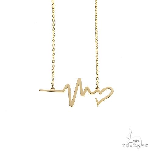 14K Gold Heartbeat Necklace 66541 - Image 3