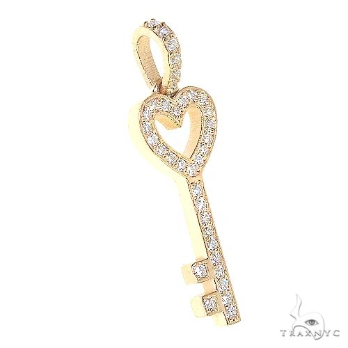 14K Gold Heart Key Diamond Pendant 66680 - Image 3