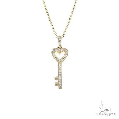 14K Gold Heart Key Diamond Pendant Set 66691 - Image 1