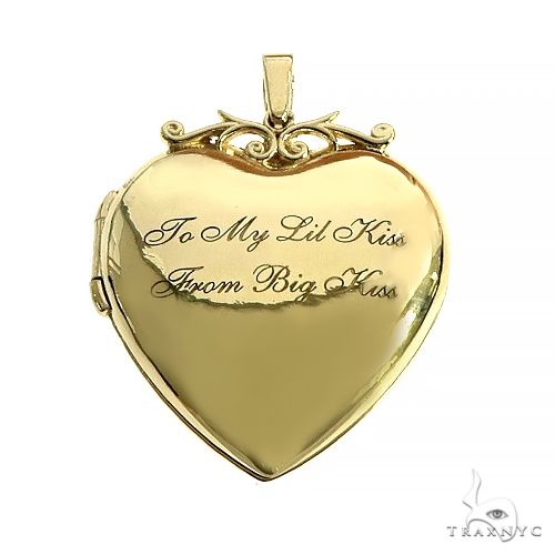 14K Gold Heart Locket Photo Pendant 66631 - Image 1