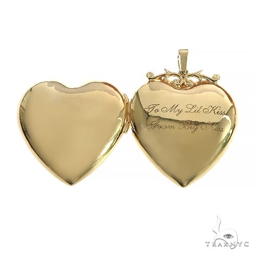 14K Gold Heart Locket Photo Pendant 66631 - Image 3