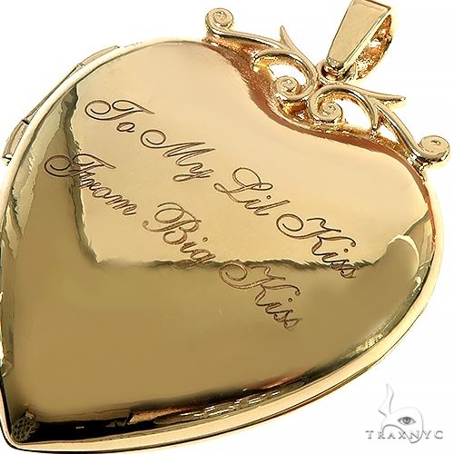 14K Gold Heart Locket Photo Pendant 66631 - Image 5