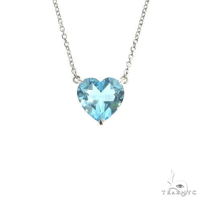 14K Gold Heart Shape Aquamarine Necklace 66750 - Image 1