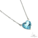 14K Gold Heart Shape Blue Topaz Necklace 66743 - Image 2