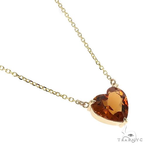 14K Gold Heart Shape Citrin Necklace 66747 - Image 2