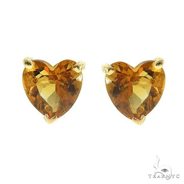 14K Gold Heart Shape Citrine Earrings 66735 - Image 1