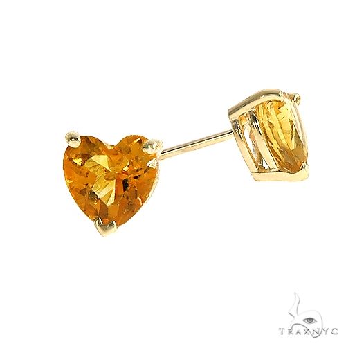 14K Gold Heart Shape Citrine Earrings 66735 - Image 2