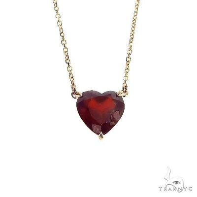 14K Gold Heart Shape Garnet Necklace