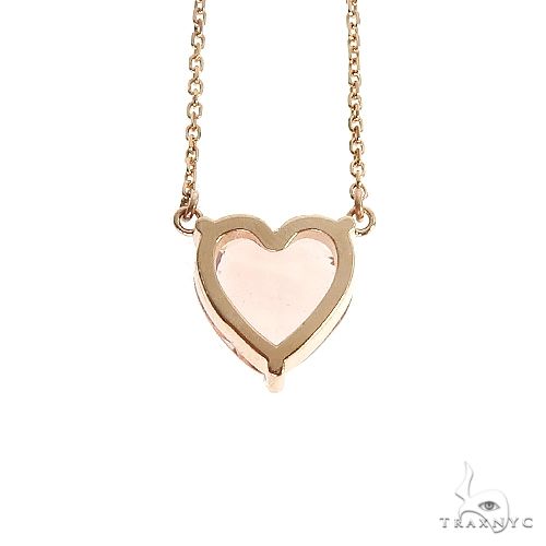 14K Gold Heart Shape Morganite Necklace 66746 - Image 4