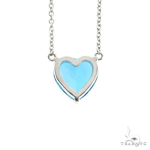 14K Gold Heart Shape Swiss Blue Topaz Necklace 66744 - Image 4