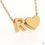 14K Gold Heart Style Initial Necklace 68569-TraxNYC