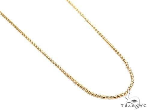 14K yellow gold hollow round box link chain, 16 inches, 2mm thickness, polished finish