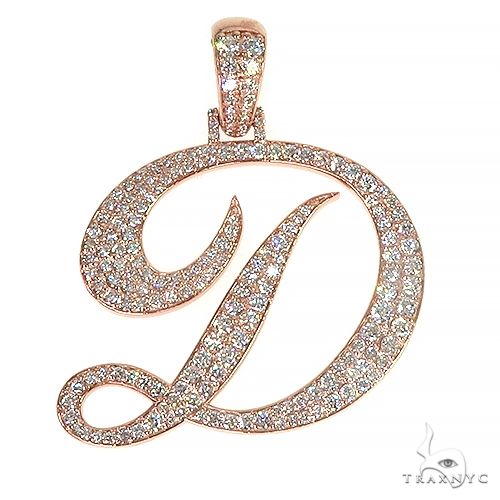 Initial D diamond pendant in 14K gold – front-facing view showing letter profile and diamond setting