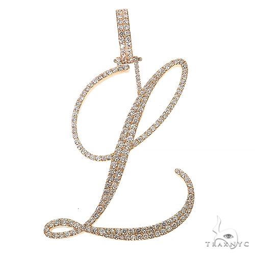 14K yellow gold initial pendant "L" adorned with small sparkling diamonds