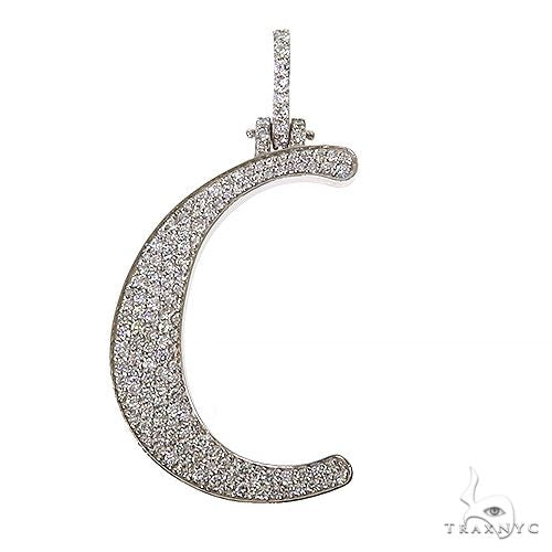 14K white gold initial C pendant encrusted with diamonds on bail