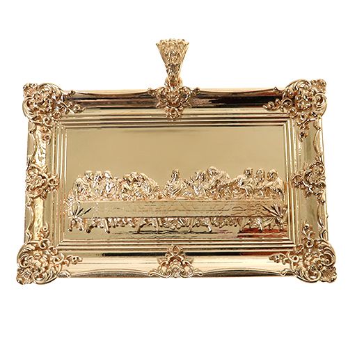 14K gold Last Supper large pendant – detailed relief carving, front view