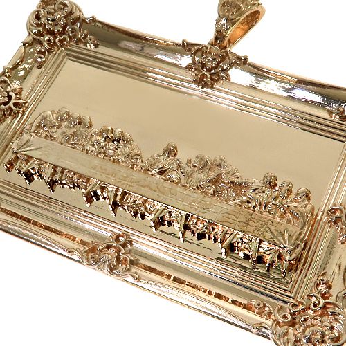 14K Gold Last Supper Large Pendant, photo 3 of 6