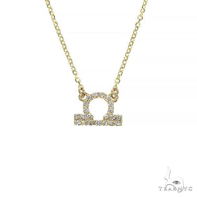 14K Gold Libra Diamond Necklace 66722 - Image 1
