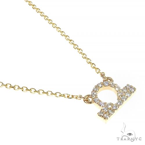 14K Gold Libra Diamond Necklace 66722 - Image 2
