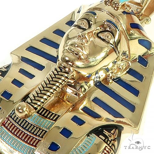 14K Gold Medium Custom Pharaoh King Tut Pendant, photo 5 of 7
