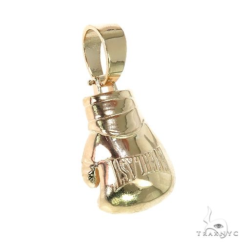 14K rose gold medium MMA boxing glove pendant with detailed glove design and bail loop