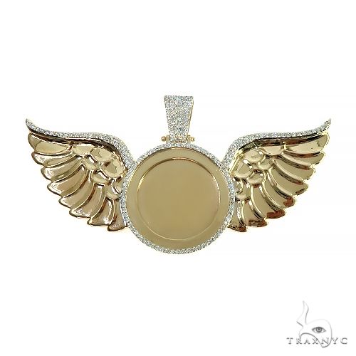 14K Gold Memorial Photo Pendant With Wings 66601 - Image 1