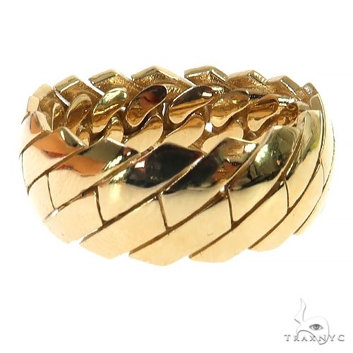 Yellow 14K gold men's Mimi ring with interwoven chain link design, size 10