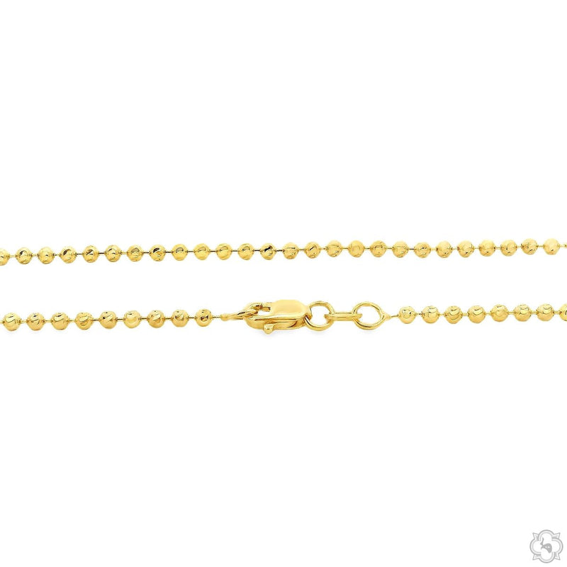 14K yellow gold moon cut chain necklace, 22 inches, 1.9mm delicate design
