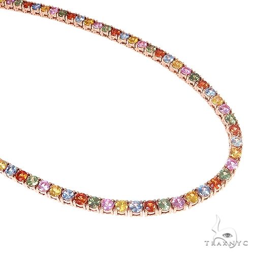 14K Gold Multi Colored Sapphire Tennis Chain 66727 - Image 2