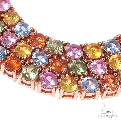 14K Gold Multi Colored Sapphire Tennis Chain 66727 - Image 4