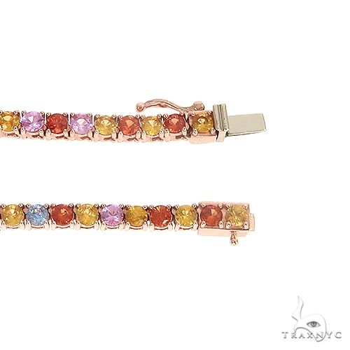 14K Gold Multi Colored Sapphire Tennis Chain 66727 - Image 5