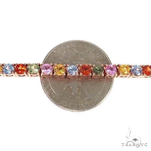 14K Gold Multi Colored Sapphire Tennis Chain 66727 - Image 6