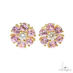 Small Sakura Sapphire Diamond Flower Earrings 66856 - Image 1