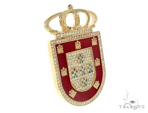 14K Gold Portugal Flag Emblem Diamond Pendant 66362 - Image 2