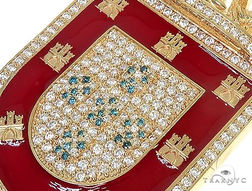 14K Gold Portugal Flag Emblem Diamond Pendant 66362 - Image 4