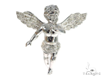 14K Gold Prong Diamond Angel Pendant 45400 - Image 1