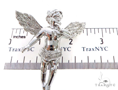 14K Gold Prong Diamond Angel Pendant 45400 - Image 6