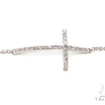 14K Gold Prong Diamond Cross Crucifix Bracelet 36640 - Image 3