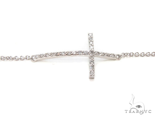 14K Gold Prong Diamond Cross Crucifix Bracelet 36640 - Image 3