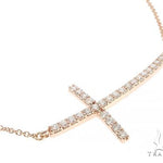 14K Gold Prong Diamond Cross Necklace 36639 - Image 2
