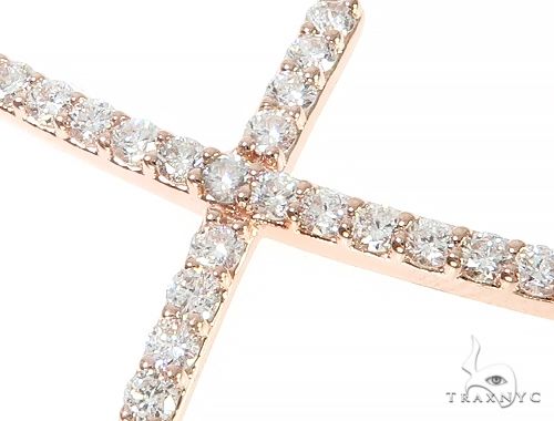 14K Gold Prong Diamond Cross Necklace 36639 - Image 4