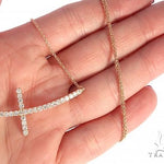 14K Gold Prong Diamond Cross Necklace 36639 - Image 5