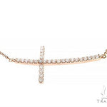 14K Gold Prong Diamond Cross Necklace 36639 - Image 1