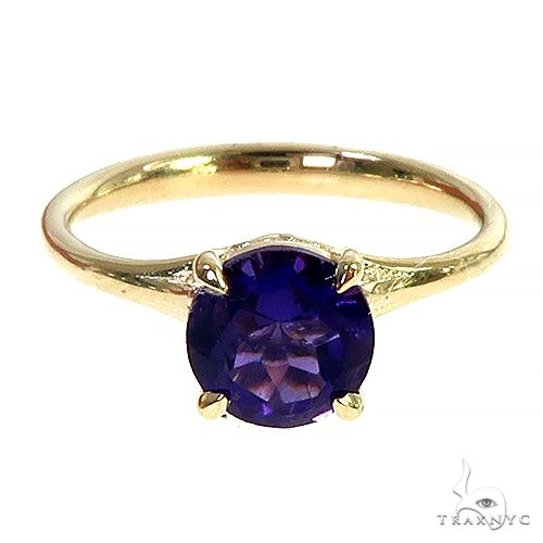 14K Gold Purple Amethyst Solitaire Engagement Ring 66424 - Image 3